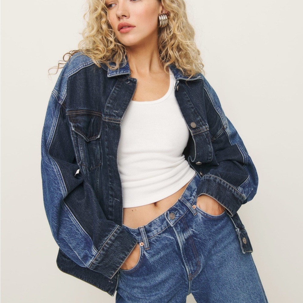Reformation Brooks Oversized Denim Jacket - Morro Two Tone